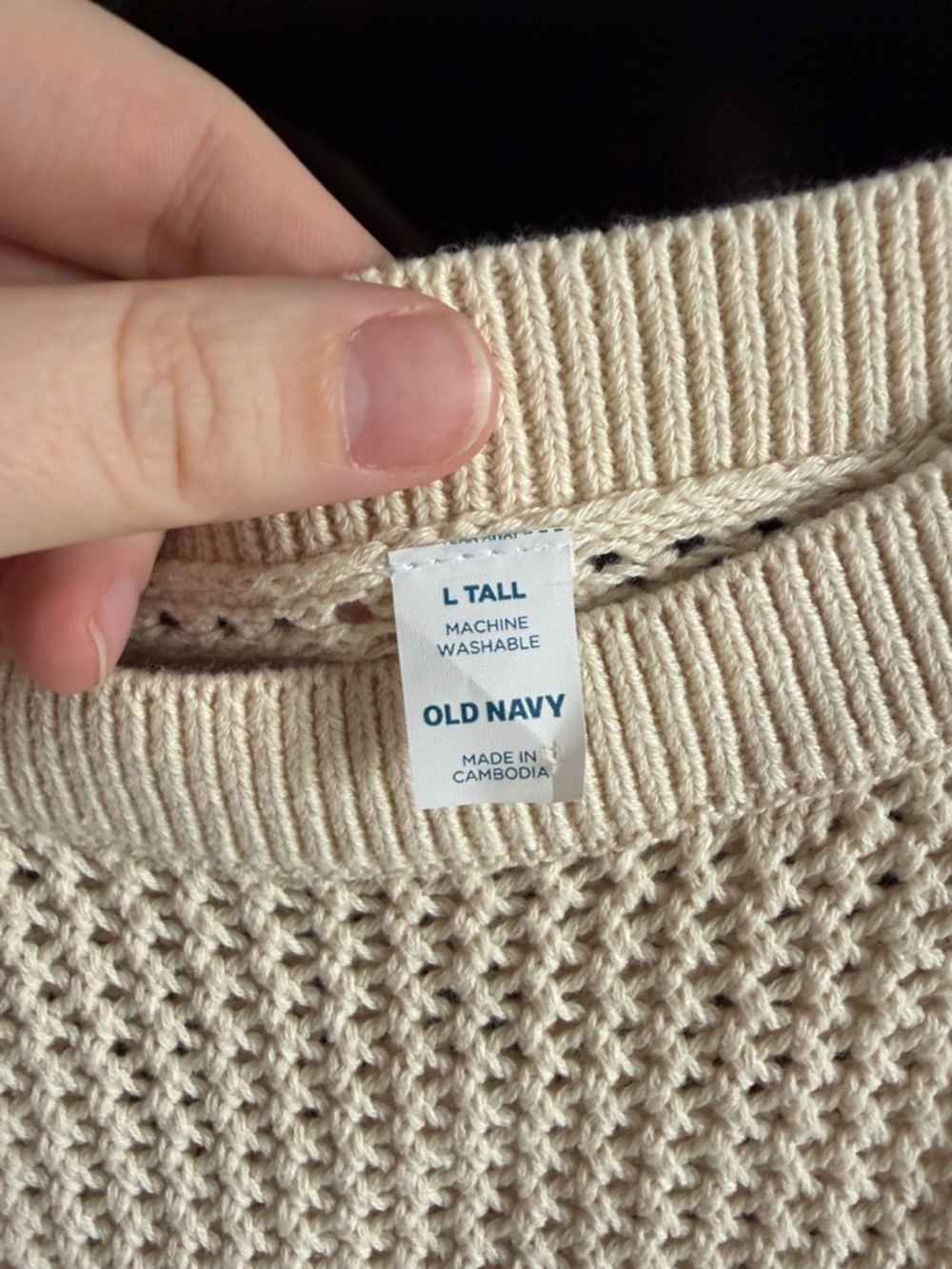 Old Navy Cream Open-Weave Crewneck Sweater - Picture 2 of 5